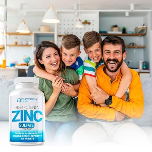 Puregen Labs Zinksulfat 220 mg Nahrungsergänzungsmittel Tabletten – 100 Stück (2er-Pack)