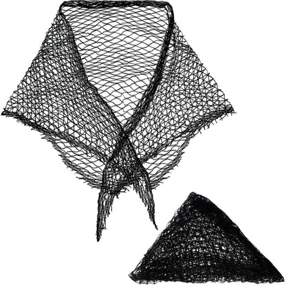 Chuangdi 2 Stück Baumwoll-Dreieck-Haarnetz für Lockenwickler, Damen-Haarmaschen-Netz zum Schlafen, Häkeln, Dreieck-Einstellung zum Schlafen, Schwarz, 89 x 89 x 145 cm
