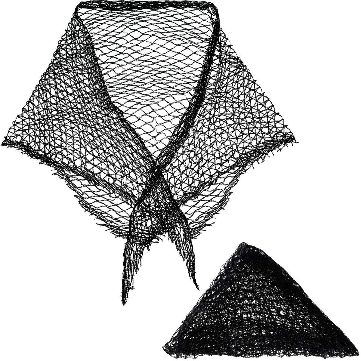 Chuangdi 2 Stück Baumwoll-Dreieck-Haarnetz für Lockenwickler, Damen-Haarmaschen-Netz zum Schlafen, Häkeln, Dreieck-Einstellung zum Schlafen, Schwarz, 89 x 89 x 145 cm