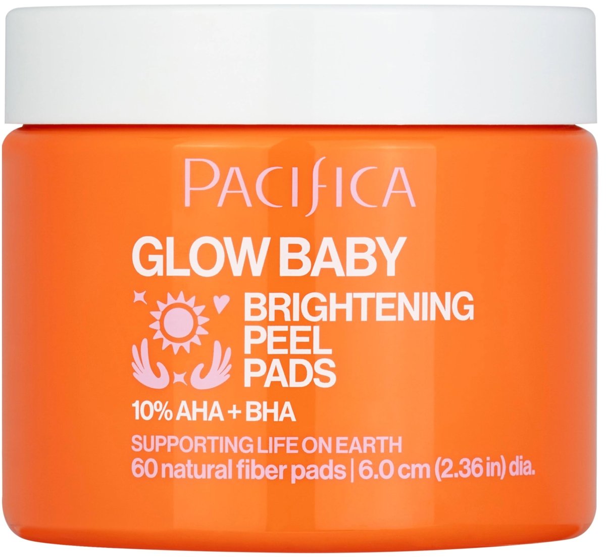 Pacifica Glow Baby Brightening Peel Pads 10% AHA + BHA – 60 Exfolierende Gesichtspads für strahlende Haut, mit Glykolsäure & Salicylsäure, gegen feine Linien & vergrößerte Poren, duftfrei