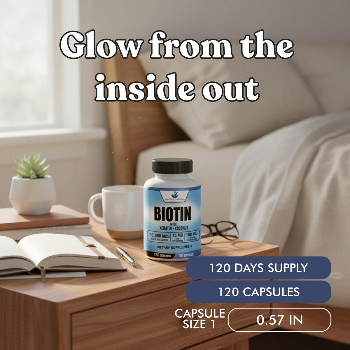American Standard Supplements Biotin 20.000 mcg mit Keratin, Kokosnusspulver und Zink – Biotin-Ergänzung für Frauen und Männer, 120 vegane Kapseln, 120-Tage-Versorgung