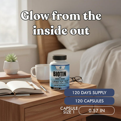American Standard Supplements Biotin 20.000 mcg mit Keratin, Kokosnusspulver und Zink – Biotin-Ergänzung für Frauen und Männer, 120 vegane Kapseln, 120-Tage-Versorgung