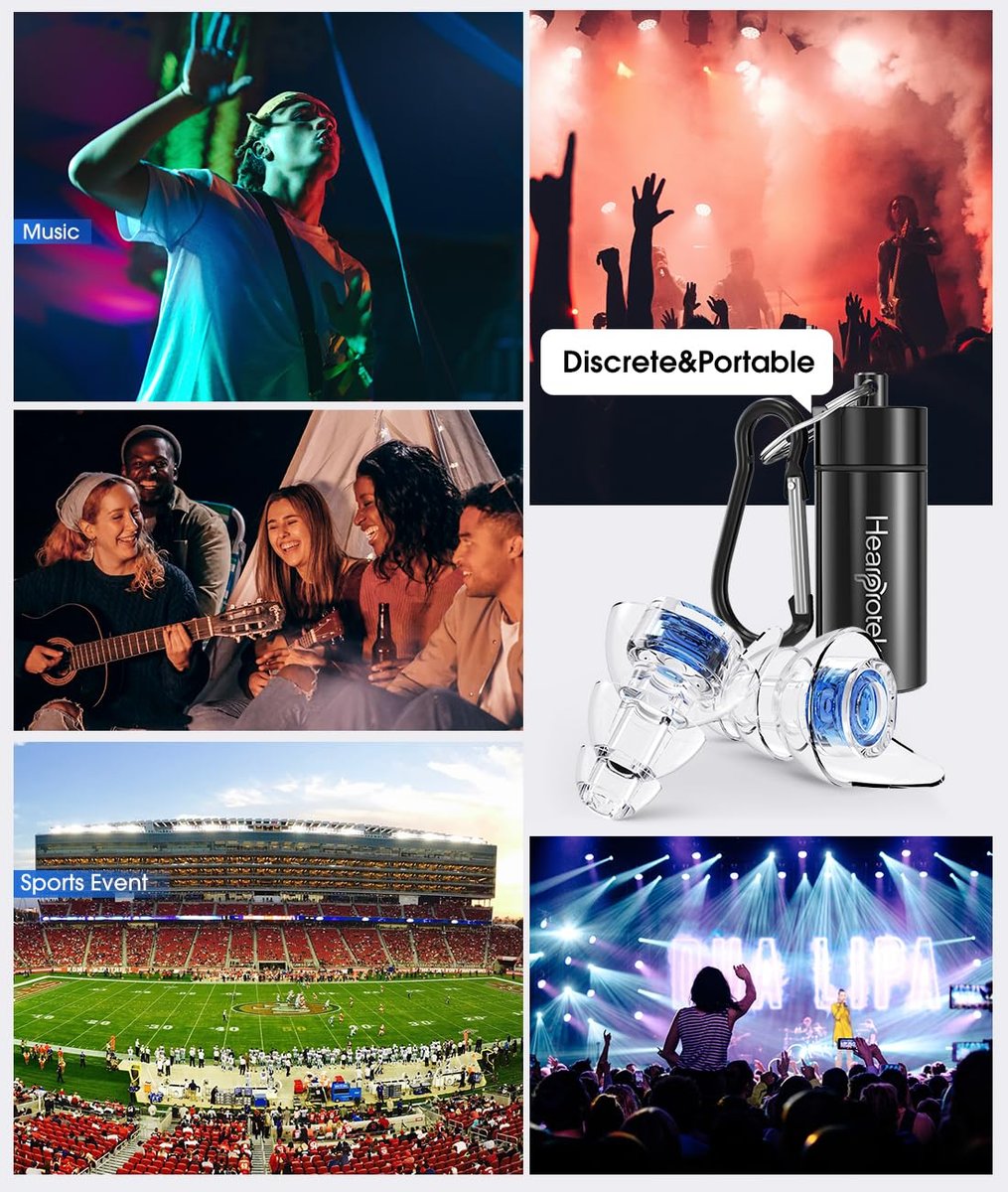 Hearprotek Konzert Ohrstöpsel – 2 Paar Wiederverwendbare High-Fidelity Gehörschutzstöpsel für Konzerte, laute Musik, Rave, Festivals, Tinnitus-Linderung
