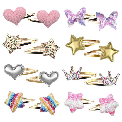 8 Paar / 16 Stück Haarklammern für Mädchen, Gingbiss Schmetterling Metall Snap Haarklammern, Niedliche Mädchen Barrettes Herzförmige Haarklammern Accessoires für Kinder