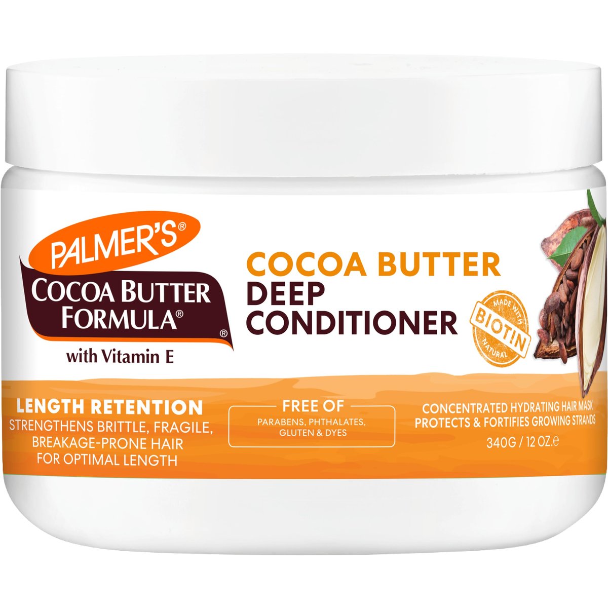 Palmer's Cocoa Butter & Biotin Length Retention Deep Conditioner – Stärkende Tiefenpflege für alle Lockenmuster, 340 g