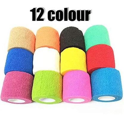 Kuvvfe Elastische Bandagen (12er-Pack) 2" x 5 Yards | Selbstklebende Bandage, Athletik-Elastik-Kohäsionsbandage für Sportverletzungen, Zerrungen, Knie & Handgelenk, Knöchelverstauchungen