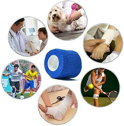 Kuvvfe Elastische Bandagen (12er-Pack) 2" x 5 Yards | Selbstklebende Bandage, Athletik-Elastik-Kohäsionsbandage für Sportverletzungen, Zerrungen, Knie & Handgelenk, Knöchelverstauchungen