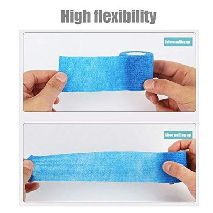 Kuvvfe Elastische Bandagen (12er-Pack) 2" x 5 Yards | Selbstklebende Bandage, Athletik-Elastik-Kohäsionsbandage für Sportverletzungen, Zerrungen, Knie & Handgelenk, Knöchelverstauchungen