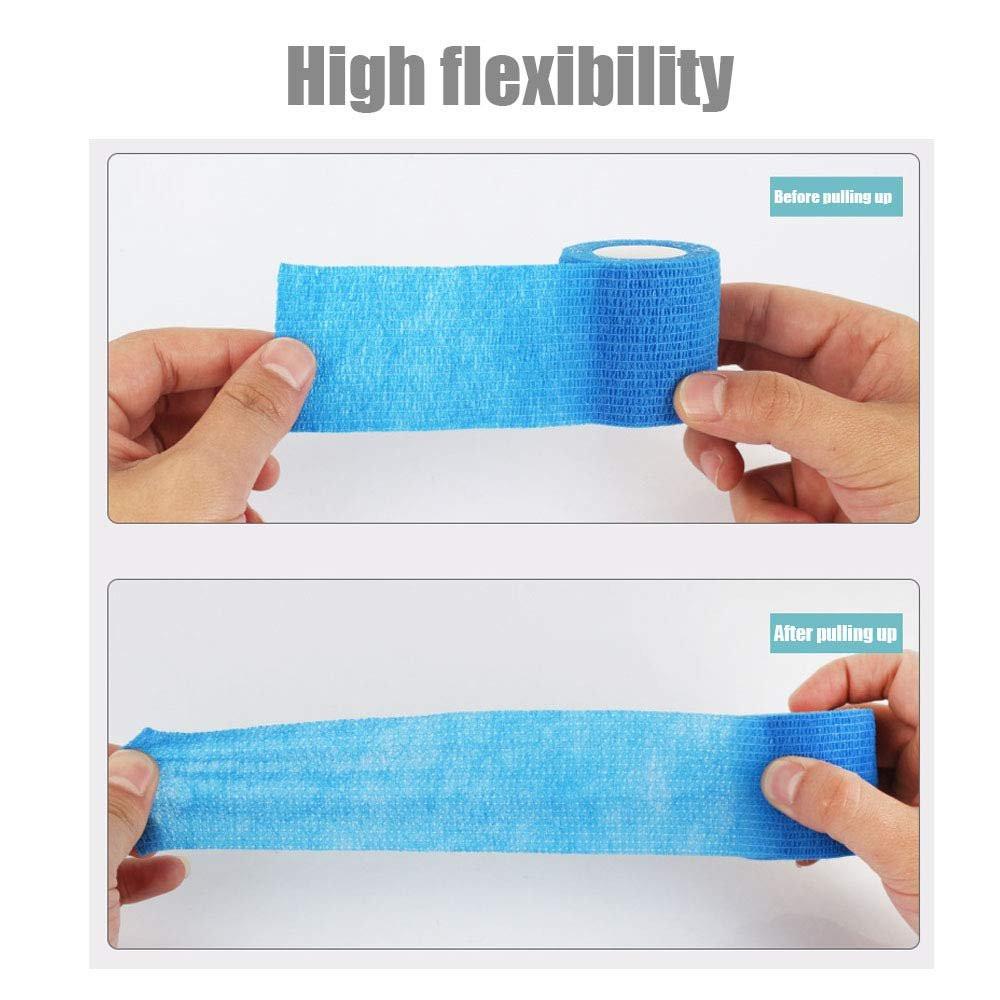 Kuvvfe Elastische Bandagen (12er-Pack) 2" x 5 Yards | Selbstklebende Bandage, Athletik-Elastik-Kohäsionsbandage für Sportverletzungen, Zerrungen, Knie & Handgelenk, Knöchelverstauchungen