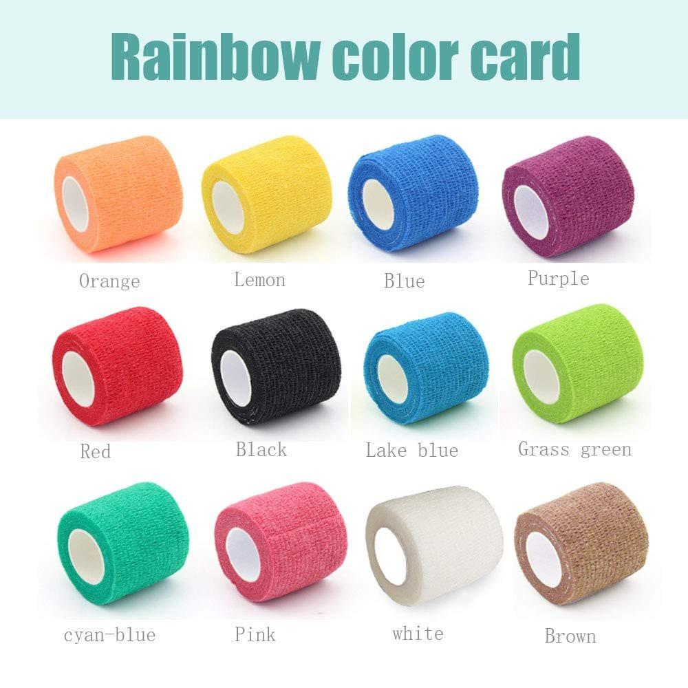 Kuvvfe Elastische Bandagen (12er-Pack) 2" x 5 Yards | Selbstklebende Bandage, Athletik-Elastik-Kohäsionsbandage für Sportverletzungen, Zerrungen, Knie & Handgelenk, Knöchelverstauchungen