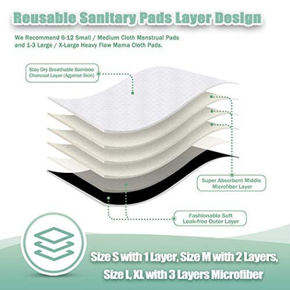 wegreeco Wiederverwendbare Stoffbinden – 6er-Pack XL in Schwarz mit Mini-Wetbag