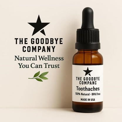 The Goodbye Company Bio-Nelkenöl für Zahnschmerzen – unverdünnte Mischung mit Pfefferminzblatt, Sanddorn & Rizinusöl – Natürliche Zahn- und Zahnfleischkomfort-Formel – 15 mL Glasflasche mit Pipette – Hergestellt in den USA