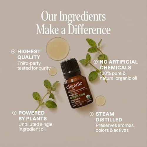 Cliganic Bio Oregano Öl – 100% reines, natürliches ätherisches Öl für Aromatherapie, Non-GMO zertifiziert, 0,33 Fl Oz