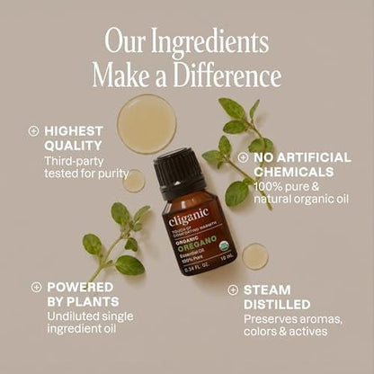 Cliganic Bio Oregano Öl – 100% reines, natürliches ätherisches Öl für Aromatherapie, Non-GMO zertifiziert, 0,33 Fl Oz
