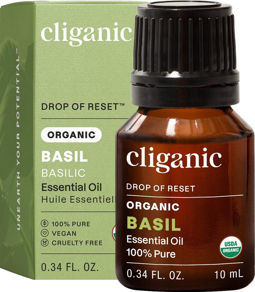 Cliganic Bio Basilikum Öl, 100% rein natürlich für Aromatherapie | Non-GMO verifiziert