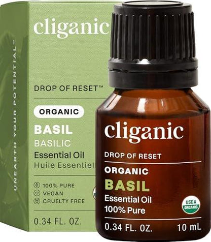 Cliganic Bio Basilikum Öl, 100% rein natürlich für Aromatherapie | Non-GMO verifiziert