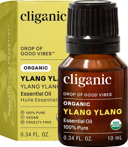 Cliganic Bio Ylang Ylang Ätherisches Öl, 100% Rein Natürlich für Aromatherapie | Non-GMO Verifiziert