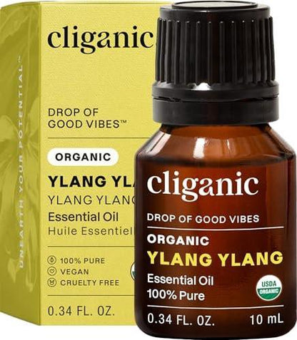 Cliganic Bio Ylang Ylang Ätherisches Öl, 100% Rein Natürlich für Aromatherapie | Non-GMO Verifiziert