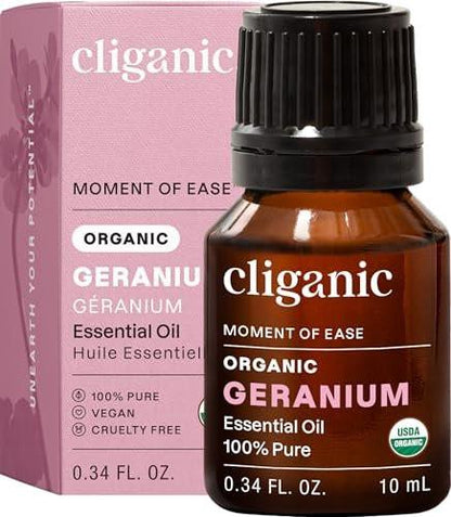 Cliganic Bio Geranienöl, 100% rein & natürlich für Aromatherapie | Nicht-GVO zertifiziert