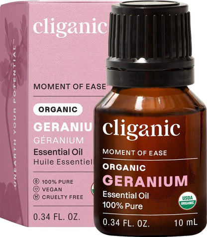 Cliganic Bio Geranienöl, 100% rein & natürlich für Aromatherapie | Nicht-GVO zertifiziert