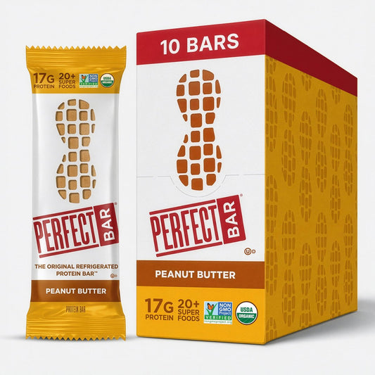 Perfect Bar Proteinriegel, Erdnussbutter, glutenfrei, mit Bio-Honig, Keksteig-Textur, gekühlter Proteinsnack, 10 Riegel, 2,5 oz pro Riegel