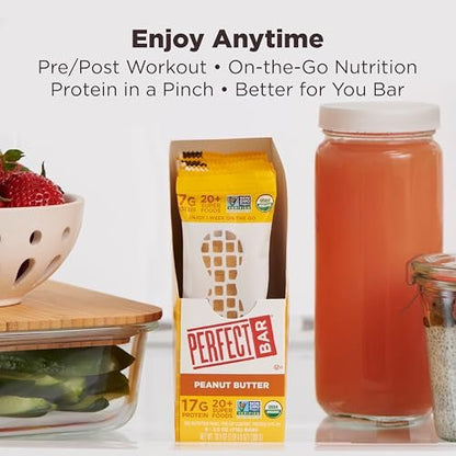 Perfect Bar Proteinriegel, Erdnussbutter, glutenfrei, mit Bio-Honig, Keksteig-Textur, gekühlter Proteinsnack, 10 Riegel, 2,5 oz pro Riegel