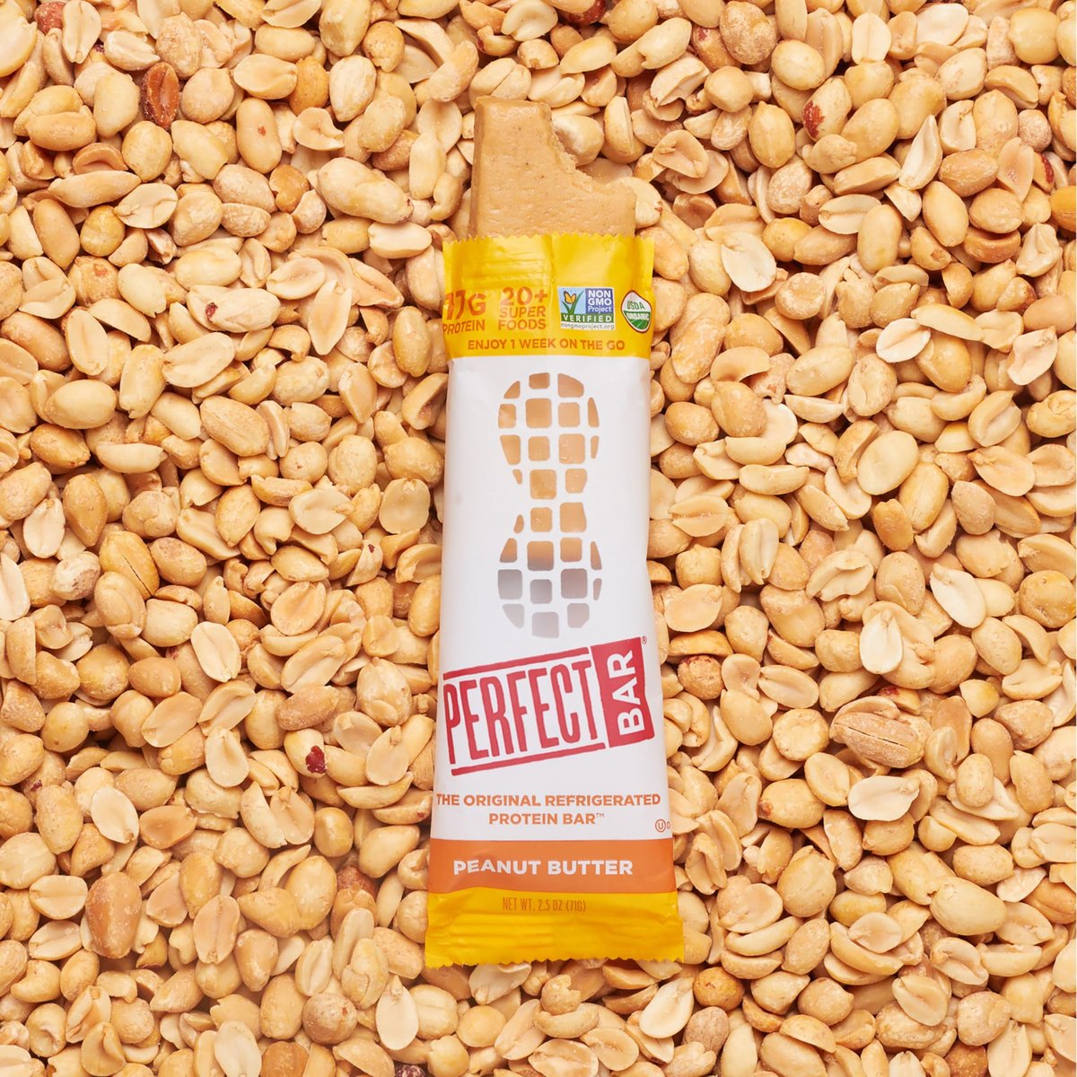 Perfect Bar Proteinriegel, Erdnussbutter, glutenfrei, mit Bio-Honig, Keksteig-Textur, gekühlter Proteinsnack, 10 Riegel, 2,5 oz pro Riegel