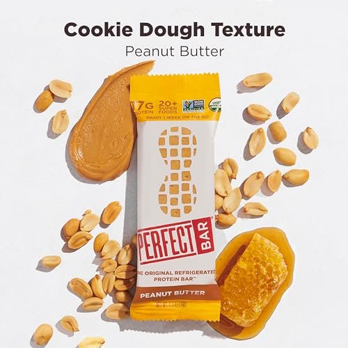 Perfect Bar Proteinriegel, Erdnussbutter, glutenfrei, mit Bio-Honig, Keksteig-Textur, gekühlter Proteinsnack, 10 Riegel, 2,5 oz pro Riegel