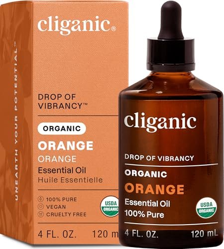 Cliganic Bio Süßorangen-Öl, 118 ml - 100% reines natürliches ätherisches Öl für Aromatherapie-Diffuser | Non-GMO zertifiziert