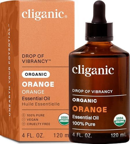 Cliganic Bio Süßorangen-Öl, 118 ml - 100% reines natürliches ätherisches Öl für Aromatherapie-Diffuser | Non-GMO zertifiziert