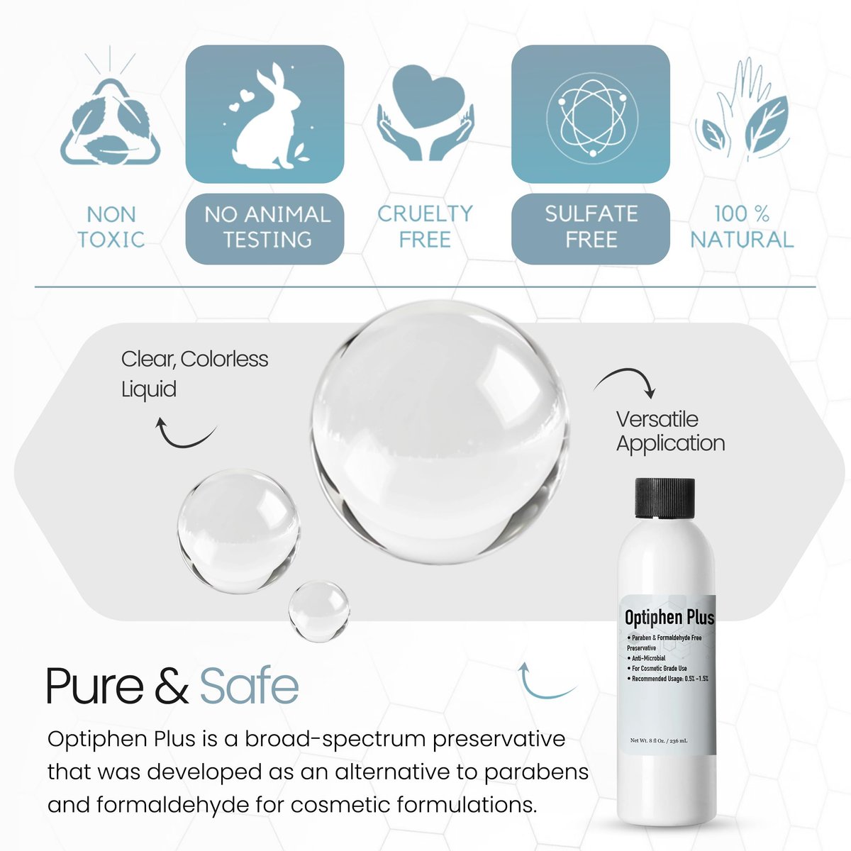 Talsen Chemicals Optiphen Plus Konservierungsmittel für Kosmetik, natürliches Konservierungsmittel für Lotionen, DIY-Produkte, Seren (236 ml / 8 Unzen)