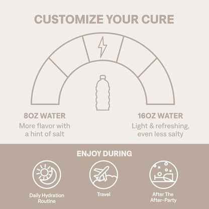 Cure Hydration | Pflanzlicher Elektrolyt-Drink-Mix | Ohne Zuckerzusatz | FSA-HSA | Dehydrationshilfe-Pulver mit Kokoswasser | Non-GMO | Vegan | Box mit 8 Portionen - Limonade