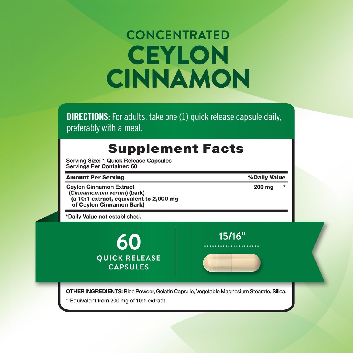 Nature's Truth Ceylon-Zimt Kapseln | 60 Portionen | Nicht-GVO & Glutenfrei