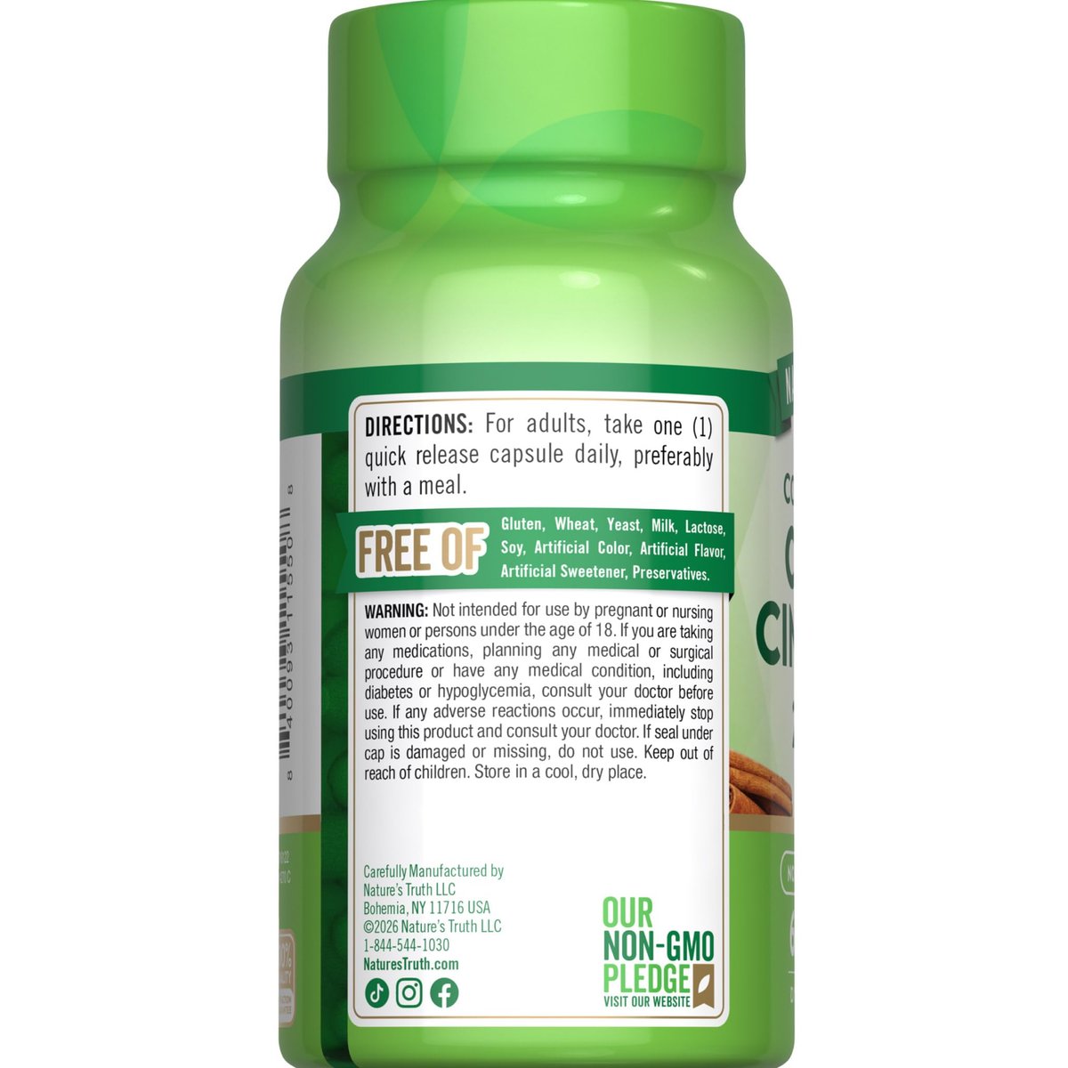 Nature's Truth Ceylon-Zimt Kapseln | 60 Portionen | Nicht-GVO & Glutenfrei