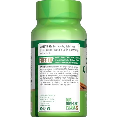 Nature's Truth Ceylon-Zimt Kapseln | 60 Portionen | Nicht-GVO & Glutenfrei