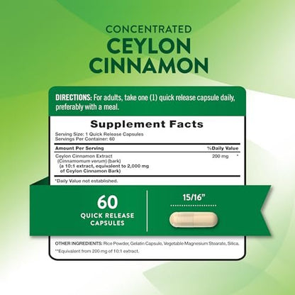 Nature's Truth Ceylon-Zimt Kapseln | 60 Portionen | Nicht-GVO & Glutenfrei