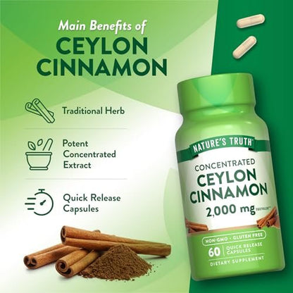Nature's Truth Ceylon-Zimt Kapseln | 60 Portionen | Nicht-GVO & Glutenfrei