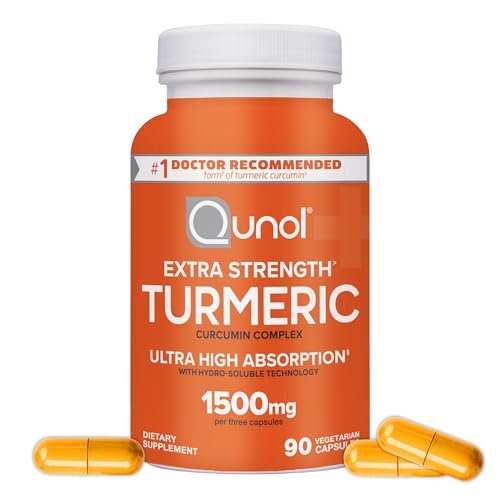 Qunol Curcumin-Kurkuma-Kapseln mit ultrahoher Absorption, 1500 mg, extra stark, 90 vegane Kapseln