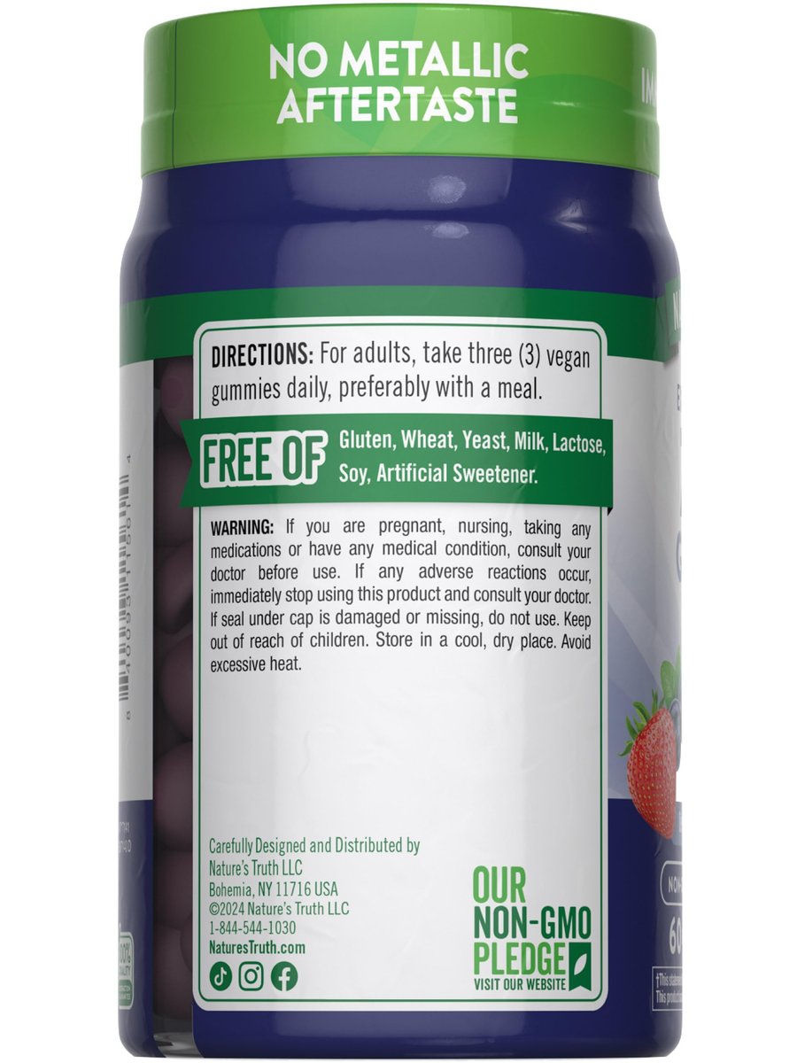 Nature's Truth Zink-Gummis für Erwachsene | 50 mg | 60 Stück | Vegan, Nicht-GVO & Glutenfrei Extra Stark | Mischbeerengeschmack