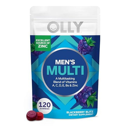 OLLY Männer Multivitamin Gummibärchen – Immununterstützung mit Vitamin A, C, D, E, B, Lycopin & Zink, Brombeergeschmack, 60-Tage-Vorrat (120 Stück)