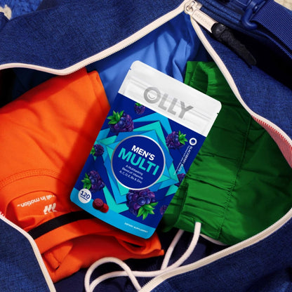 OLLY Männer Multivitamin Gummibärchen – Immununterstützung mit Vitamin A, C, D, E, B, Lycopin & Zink, Brombeergeschmack, 60-Tage-Vorrat (120 Stück)
