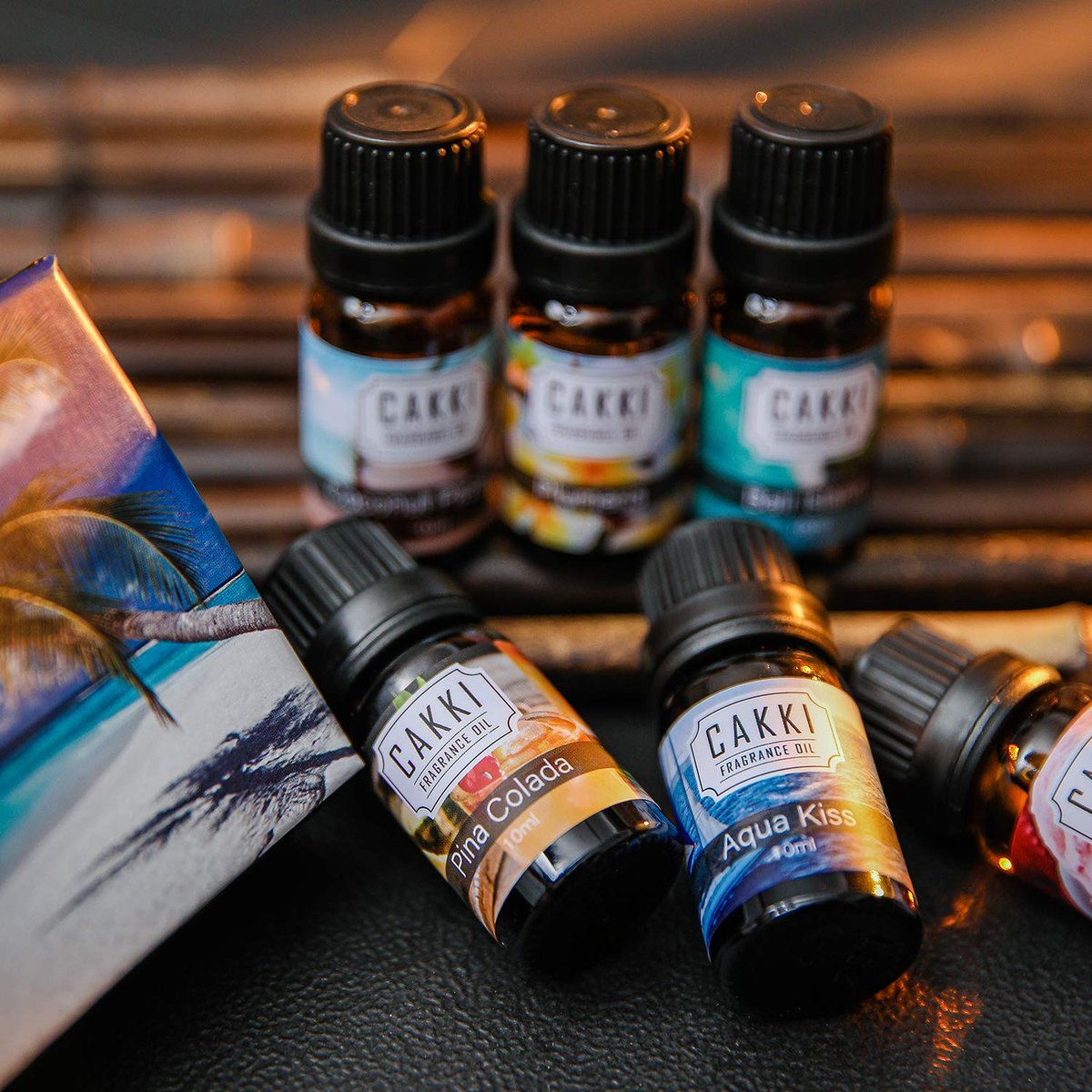 CAKKI Sommer Duftöle für Diffuser – 6x10ml Set mit Kokosnuss, Piña Colada, Aqua Kiss, Bali Island, Erdbeere – Lang anhaltende Aromatherapie Öle für Zuhause, Kerzenherstellung und als Geschenk