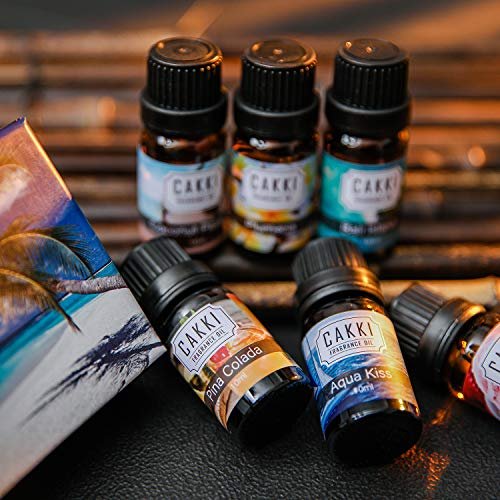 CAKKI Sommer Duftöle für Diffuser – 6x10ml Set mit Kokosnuss, Piña Colada, Aqua Kiss, Bali Island, Erdbeere – Lang anhaltende Aromatherapie Öle für Zuhause, Kerzenherstellung und als Geschenk