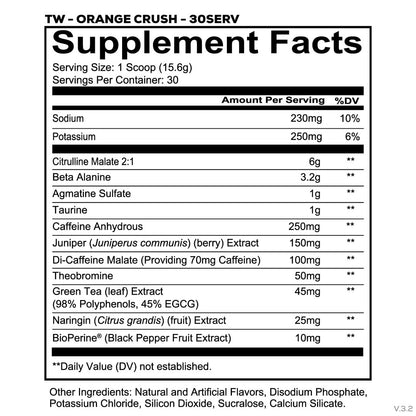 REDCON1 Total War Pre Workout, Orange Crush – 30 Portionen, 320 mg Koffein, Beta Alanin, Aminosäuren für Pump, Energie & Ausdauer