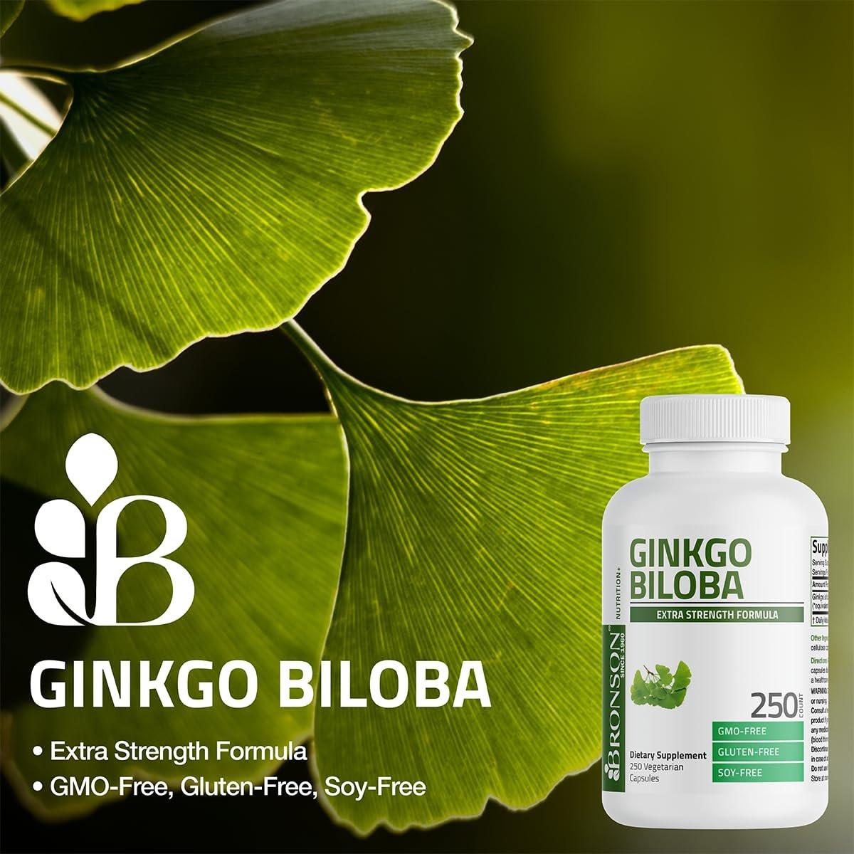 Bronson Ginkgo Biloba Extra Strength – Unterstützt Gehirnfunktion & Gedächtnis, 120 vegane Kapseln