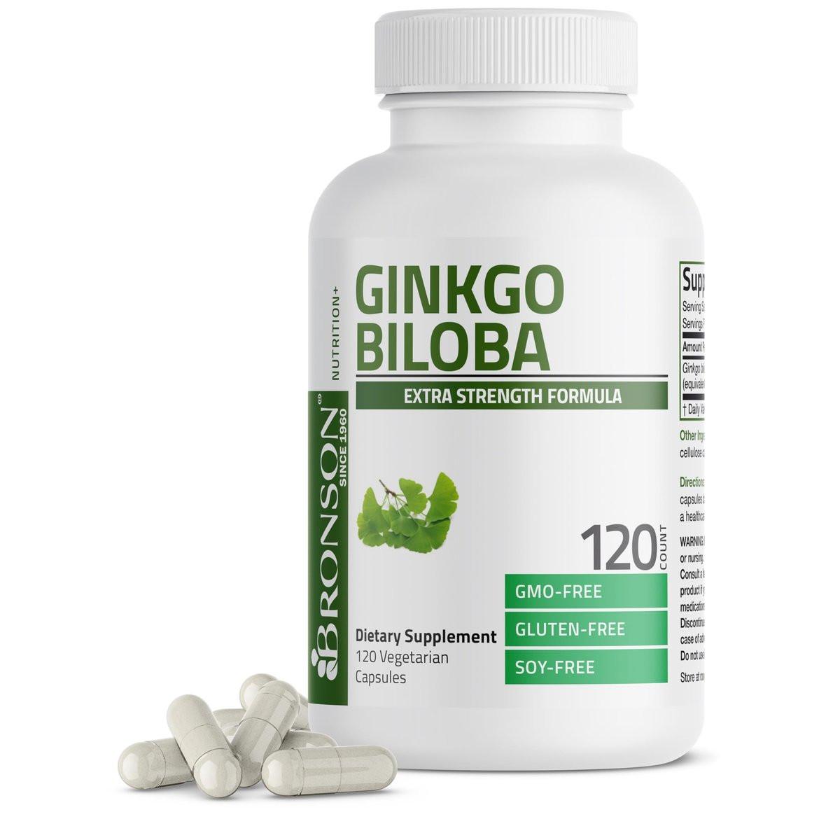 Bronson Ginkgo Biloba Extra Strength – Unterstützt Gehirnfunktion & Gedächtnis, 120 vegane Kapseln