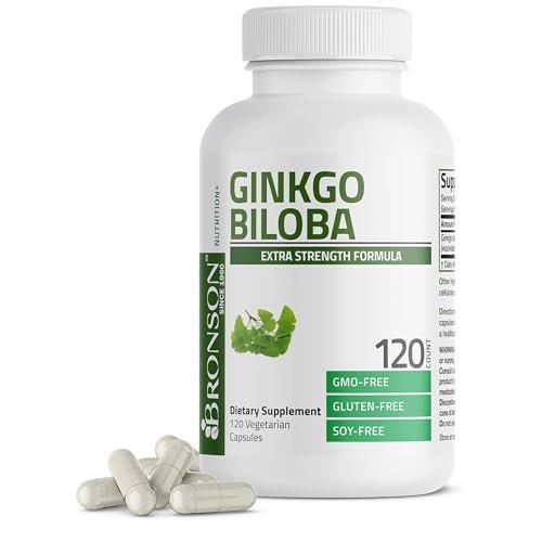 Bronson Ginkgo Biloba Extra Strength – Unterstützt Gehirnfunktion & Gedächtnis, 120 vegane Kapseln