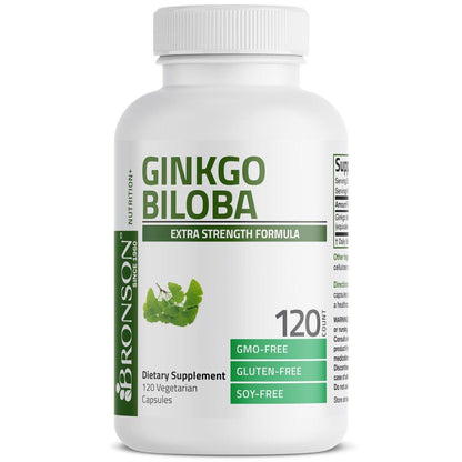Bronson Ginkgo Biloba Extra Strength – Unterstützt Gehirnfunktion & Gedächtnis, 120 vegane Kapseln