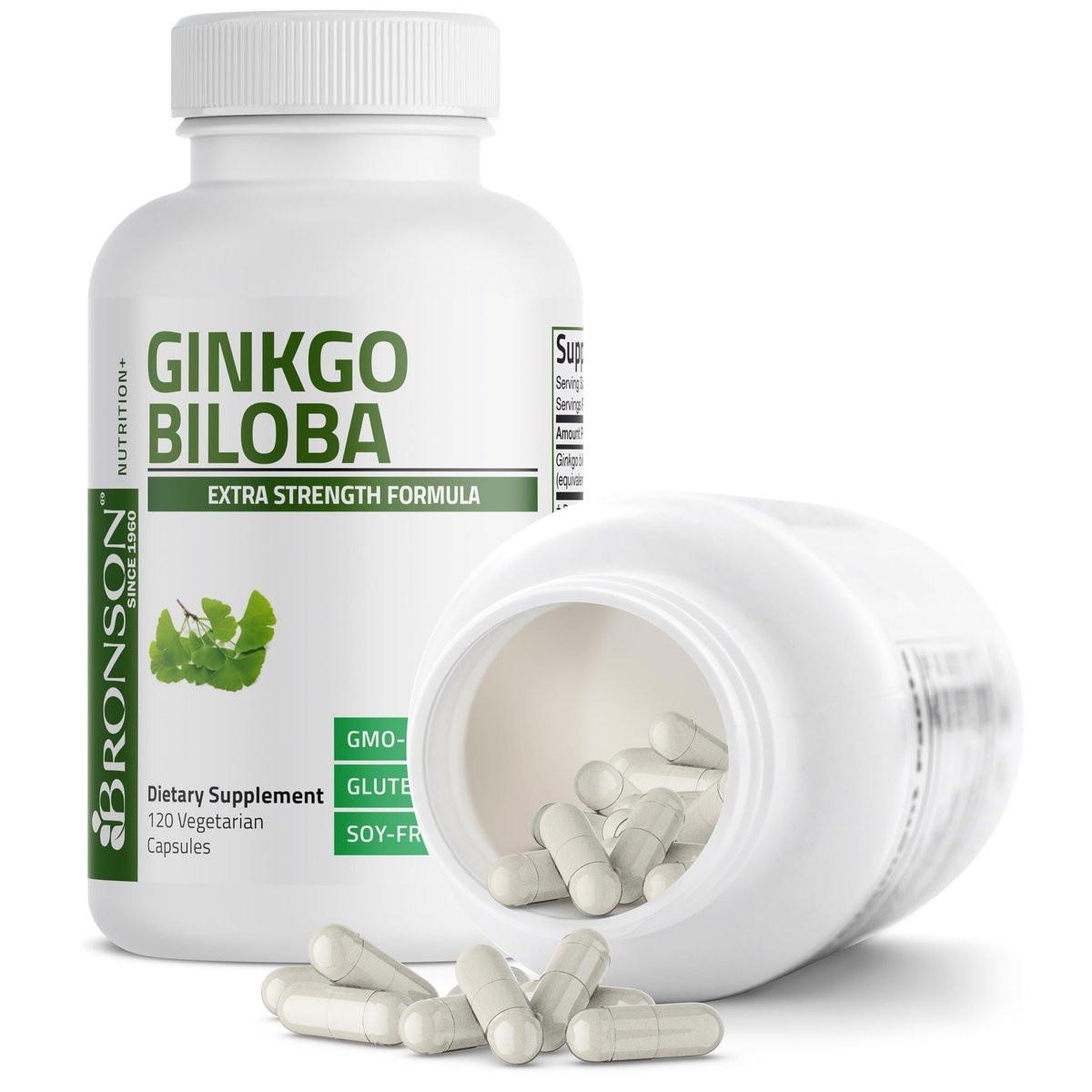 Bronson Ginkgo Biloba Extra Strength – Unterstützt Gehirnfunktion & Gedächtnis, 120 vegane Kapseln