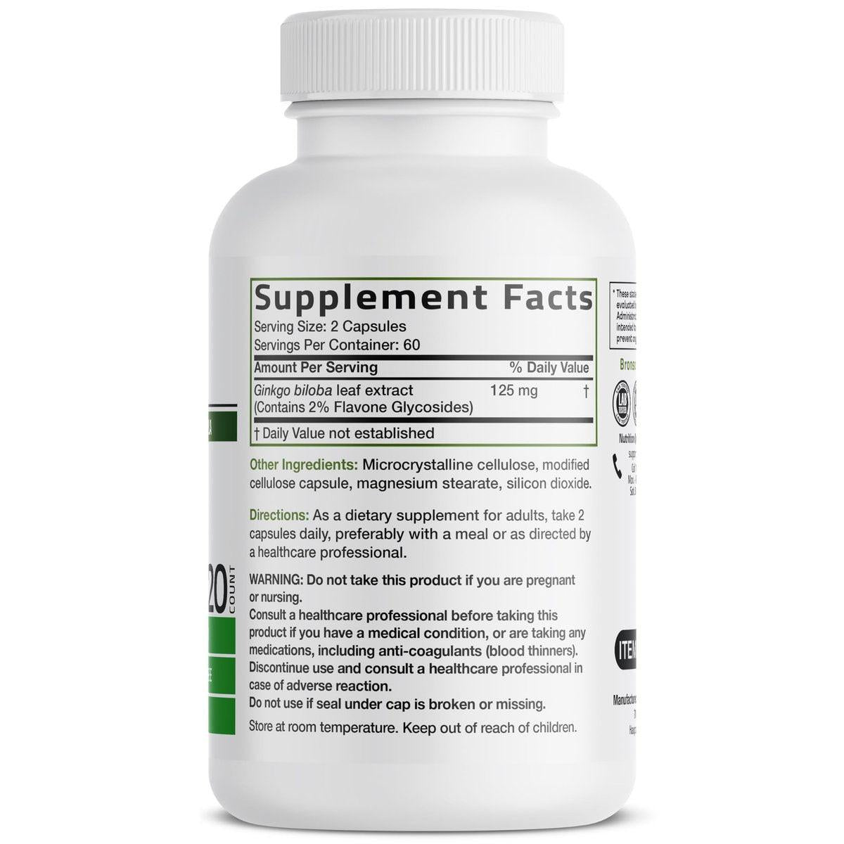 Bronson Ginkgo Biloba Extra Strength – Unterstützt Gehirnfunktion & Gedächtnis, 120 vegane Kapseln